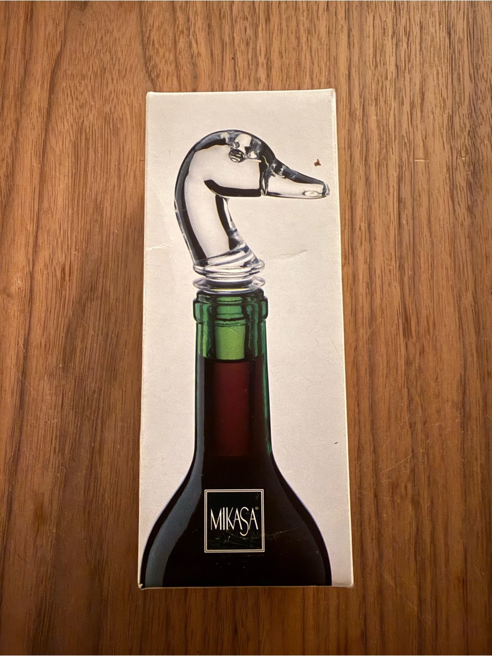 Mikasa Clear Glass Duck Head Bottle Stopper with Green Accent